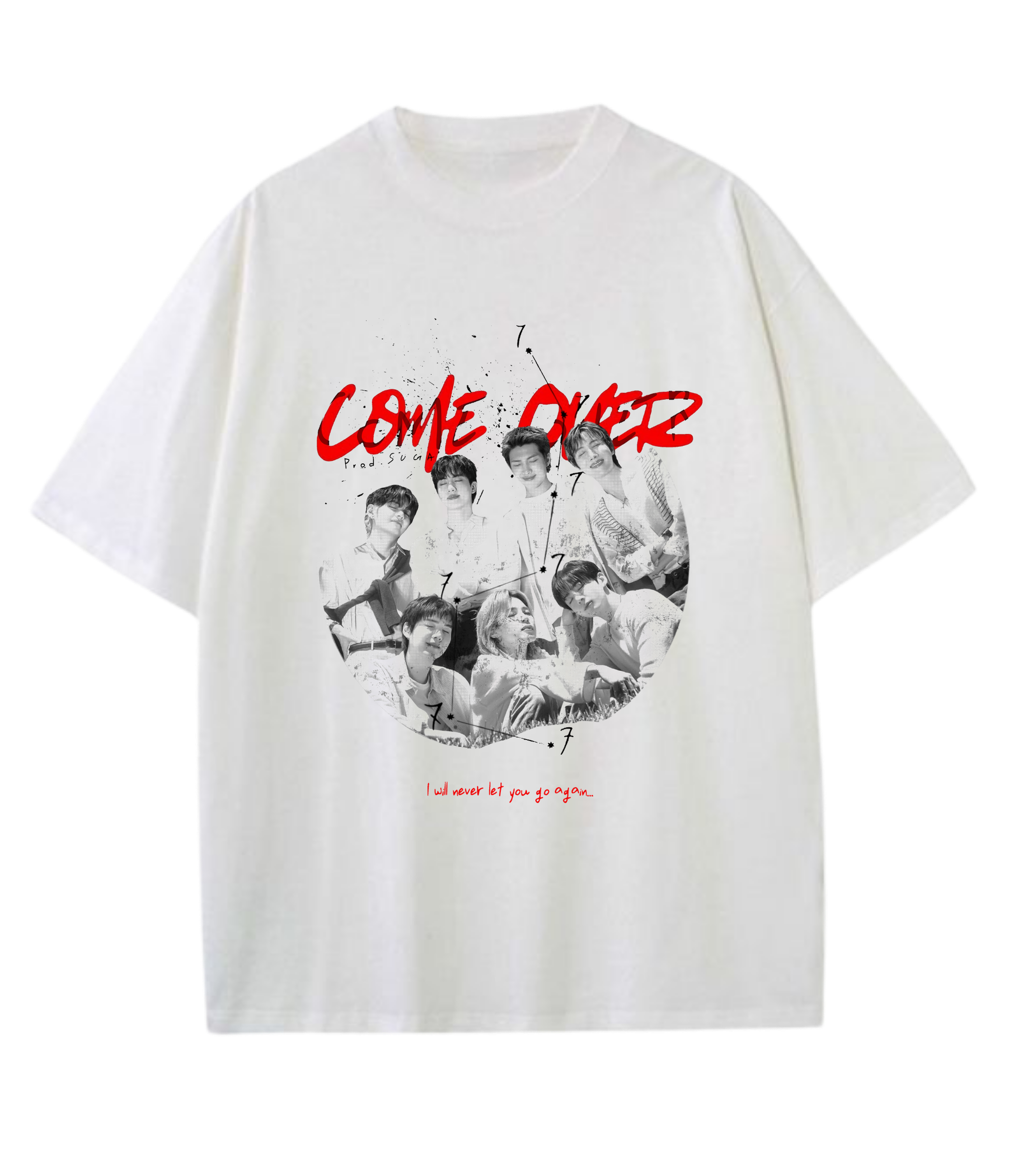 Playera Oversize COME OVER - BTS (blanco)