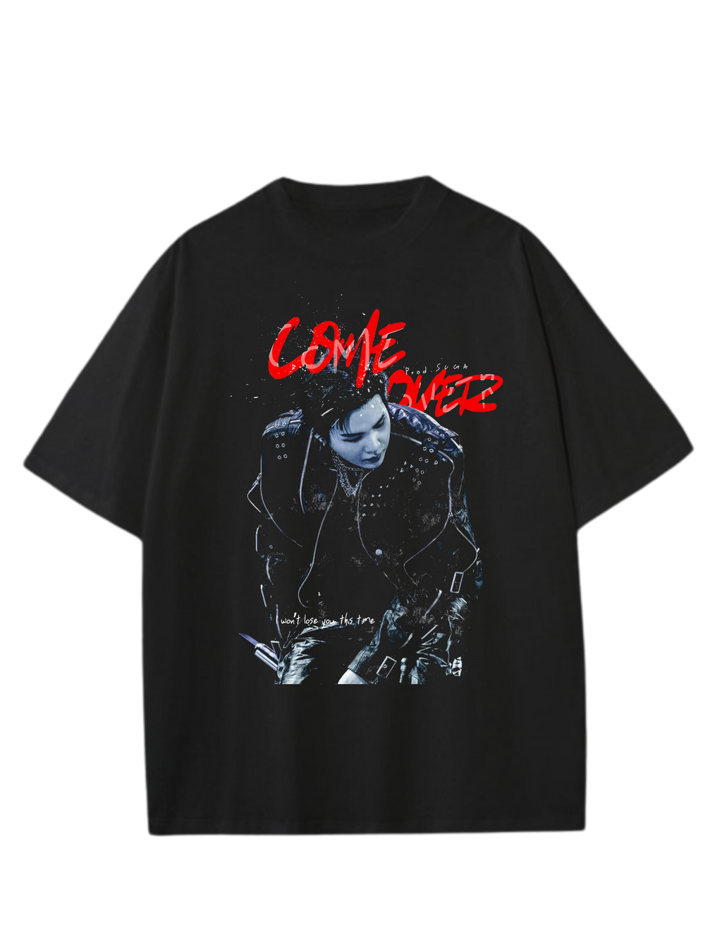 Playera Oversize COME OVER - SUGA (negro)
